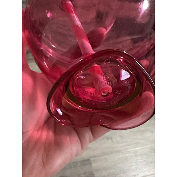 Heart-Shaped Pink Plastic Tumbler Cup W/ Lid & Straw - Reusable Drinkware - Picture 6 of 6